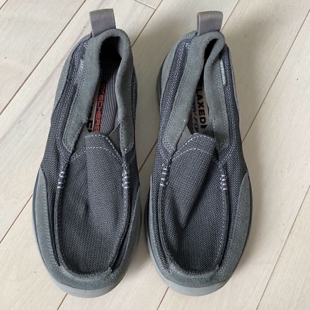 Skechers Milford Relaxed Fit Memory Foam Canvas Slip-On Loafer Shoes Gray Size 7